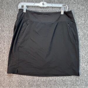 Athleta Soho Skort Womens 10 Tall Black Pull On Zip Pockets Golf Travel Stretch